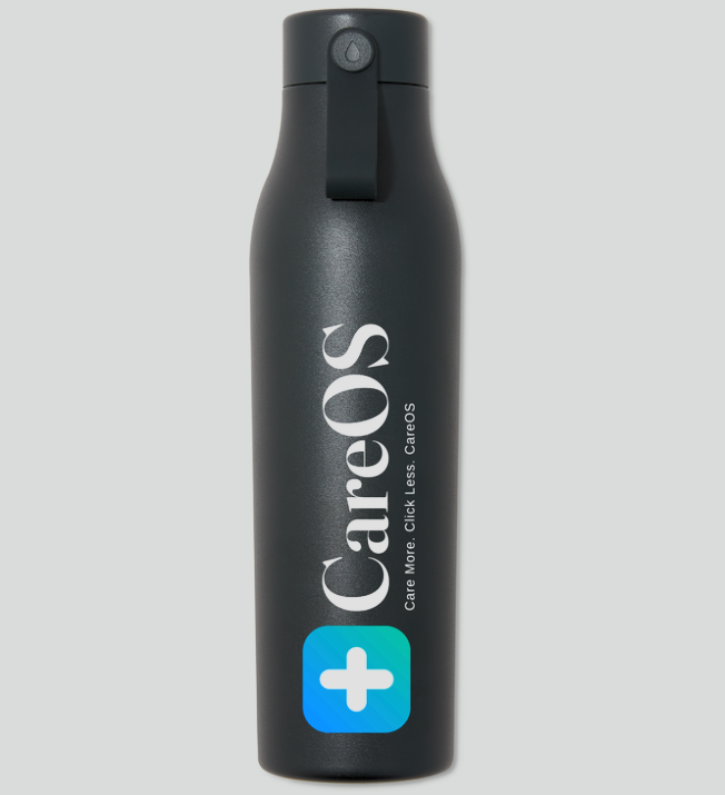 CareOS 25 ounce water bottle in Jet Black