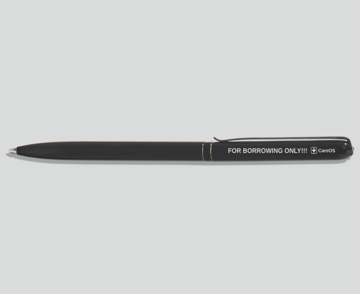 The Borrowing Pen, engraved FOR BORROWING ONLY